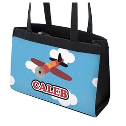 Airplane Zippered Everyday Tote w/ Name or Text