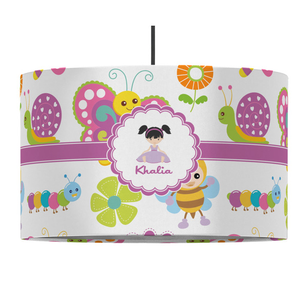 Custom Butterflies 12" Drum Pendant Lamp - Fabric (Personalized)