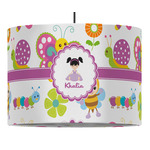 Butterflies 16" Drum Pendant Lamp - Fabric (Personalized)