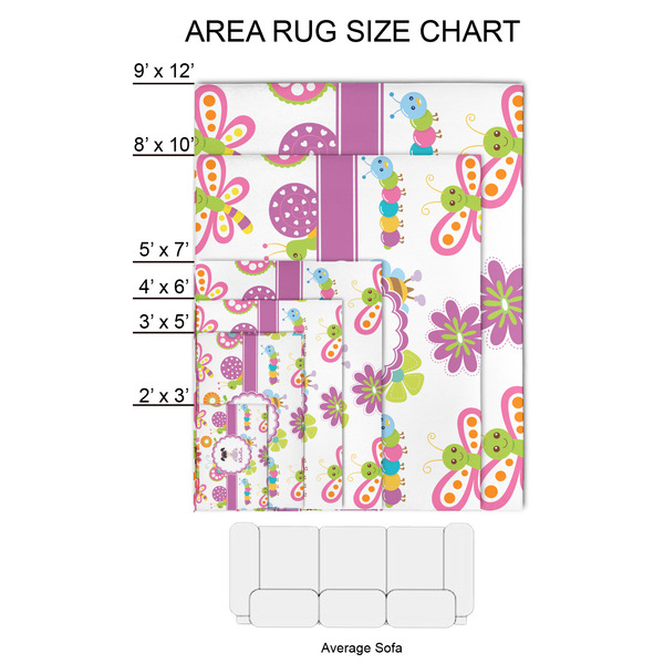 Butterflies 2'x3' Indoor Area Rugs - Size Chart