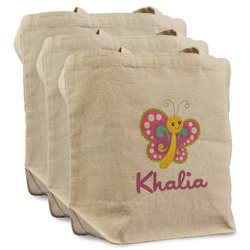 Butterflies Reusable Cotton Grocery Bags - Set of 3 (Personalized)