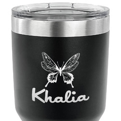 Butterflies 30 oz Stainless Steel Tumbler - Black - Double Sided (Personalized)