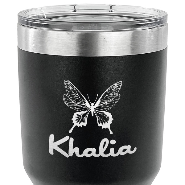 Butterflies 30 oz Stainless Steel Ringneck Tumbler - Black - CLOSE UP
