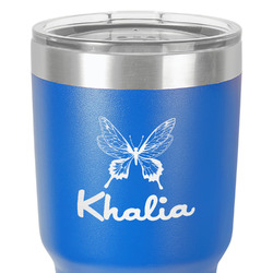 Butterflies 30 oz Stainless Steel Tumbler - Royal Blue - Double-Sided (Personalized)