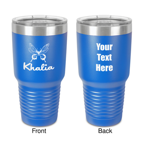 Custom Butterflies 30 oz Stainless Steel Tumbler - Royal Blue - Double-Sided (Personalized)