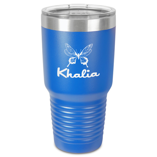 Custom Butterflies 30 oz Stainless Steel Tumbler - Royal Blue - Single-Sided (Personalized)