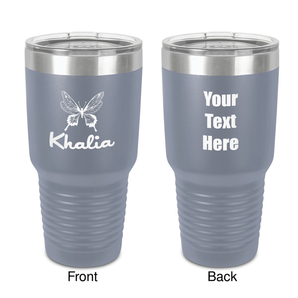 Custom Butterflies 30 oz Stainless Steel Tumbler - Grey - Double-Sided (Personalized)