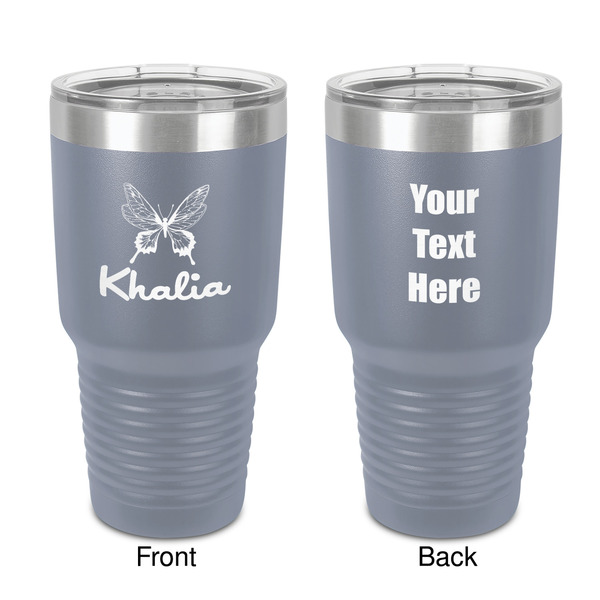 Custom Butterflies 30 oz Stainless Steel Tumbler - Grey - Double-Sided (Personalized)