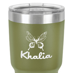 Butterflies 30 oz Stainless Steel Tumbler - Olive - Single-Sided (Personalized)