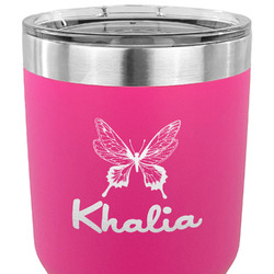 Butterflies 30 oz Stainless Steel Tumbler - Pink - Double Sided (Personalized)