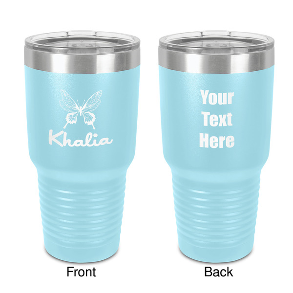 Custom Butterflies 30 oz Stainless Steel Tumbler - Teal - Double-Sided (Personalized)