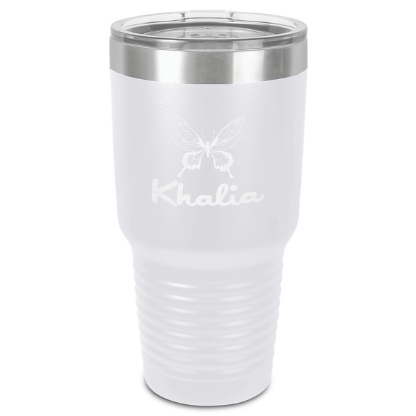 Custom Butterflies 30 oz Stainless Steel Tumbler - White - Single-Sided (Personalized)