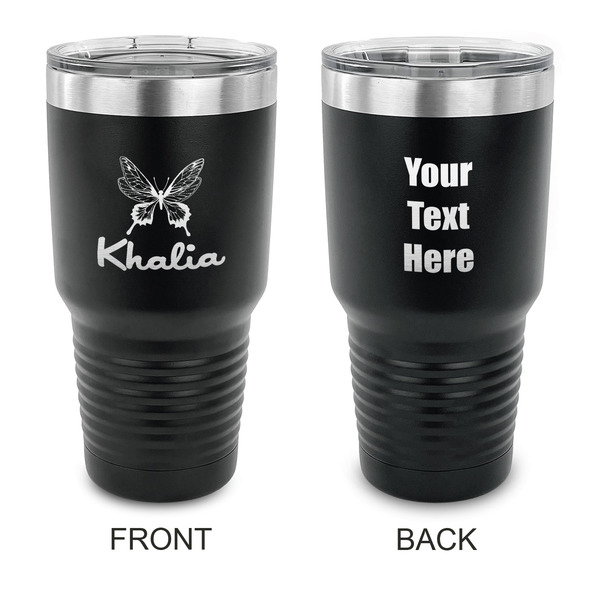 Custom Butterflies 30 oz Stainless Steel Tumbler - Black - Double Sided (Personalized)