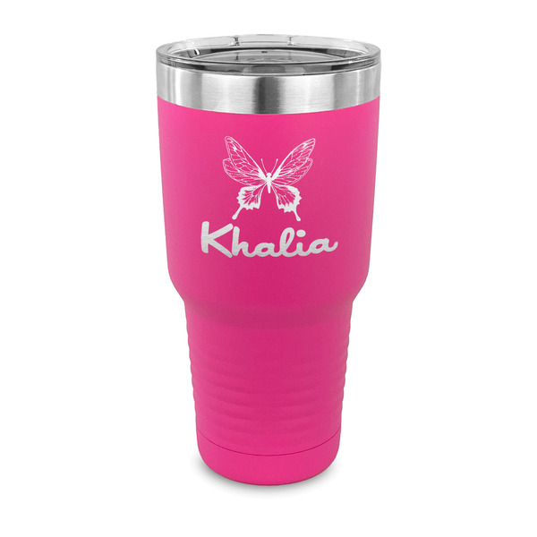 Custom Butterflies 30 oz Stainless Steel Tumbler - Pink - Single Sided (Personalized)
