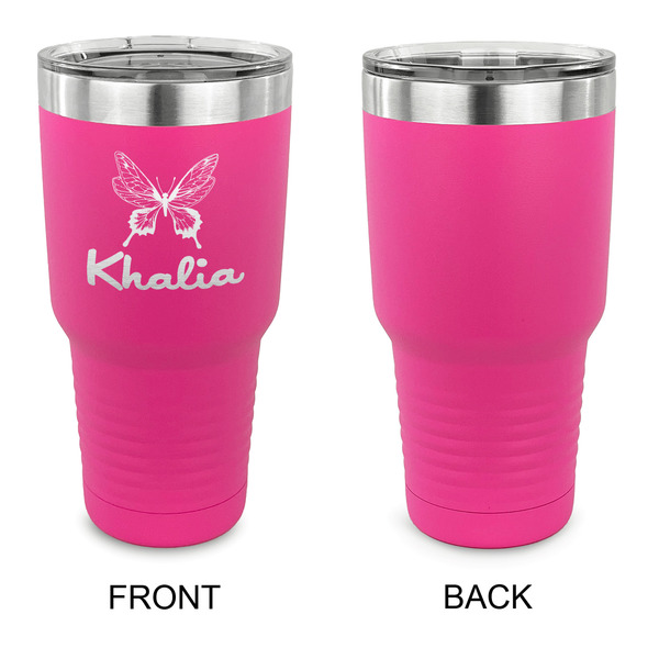 Butterflies 30 oz Stainless Steel Ringneck Tumblers - Pink - Single Sided - APPROVAL