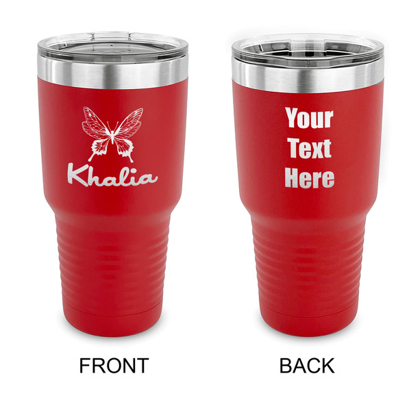 Custom Butterflies 30 oz Stainless Steel Tumbler - Red - Double Sided (Personalized)