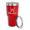 Butterflies 30 oz Stainless Steel Ringneck Tumblers - Red - LID OFF