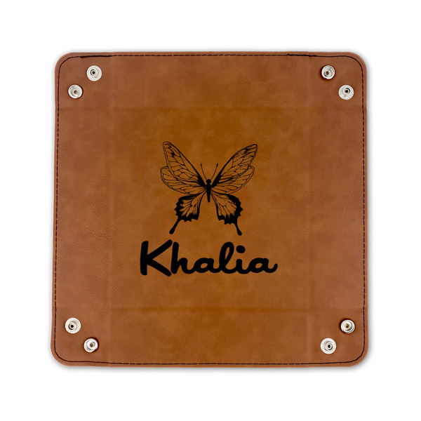 Butterflies 6" x 6" Leatherette Snap Up Tray - FLAT FRONT