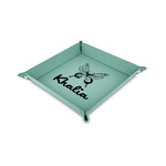 Butterflies 6" x 6" Teal Faux Leather Valet Tray (Personalized)