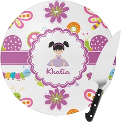 Butterflies Round Glass Cutting Board - Small (Personalized)