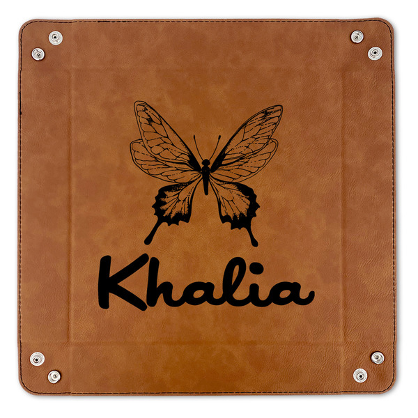 Butterflies 9" x 9" Leatherette Snap Up Tray - APPROVAL (FLAT)