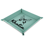 Butterflies 9" x 9" Teal Faux Leather Valet Tray (Personalized)
