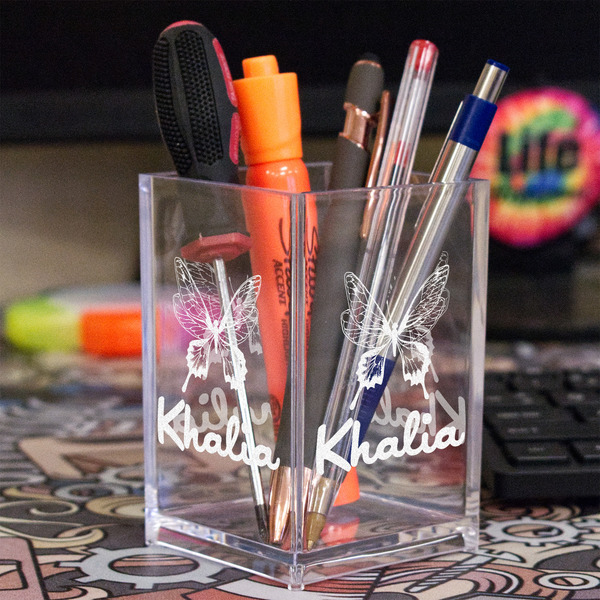 Butterflies Acrylic Pen Holder - In Context