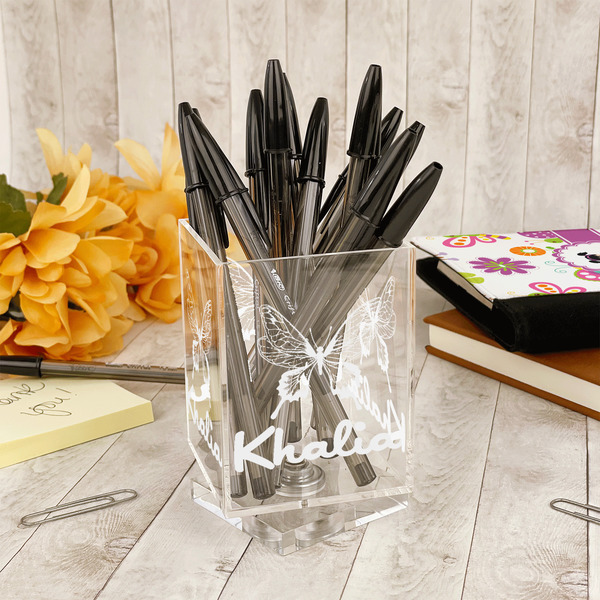 Butterflies Acrylic Pencil Holder - IN CONTEXT