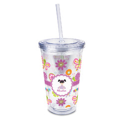 Butterflies 16oz Double Wall Acrylic Tumbler with Lid & Straw - Full Print (Personalized)