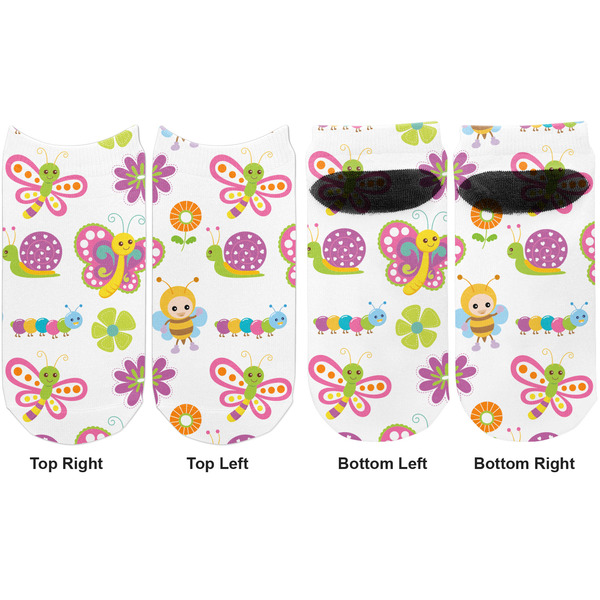Butterflies Adult Ankle Socks - Double Pair - Front and Back - Apvl