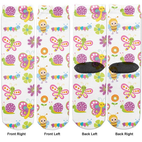 Butterflies Adult Crew Socks - Double Pair - Front and Back - Apvl