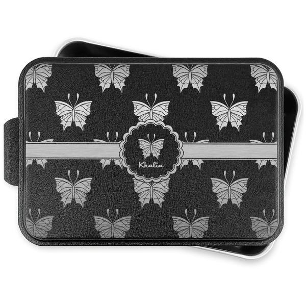 Butterflies Aluminum Baking Pan - Black Lid - FRONT w/lid off