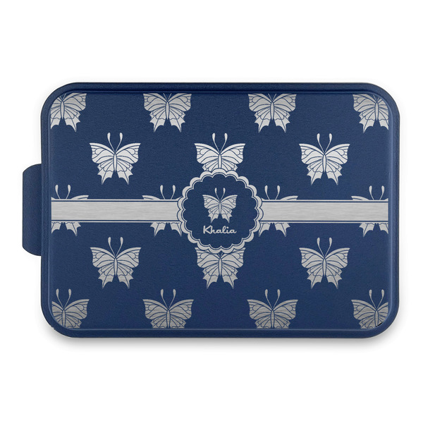 Custom Butterflies Aluminum Baking Pan with Navy Lid (Personalized)