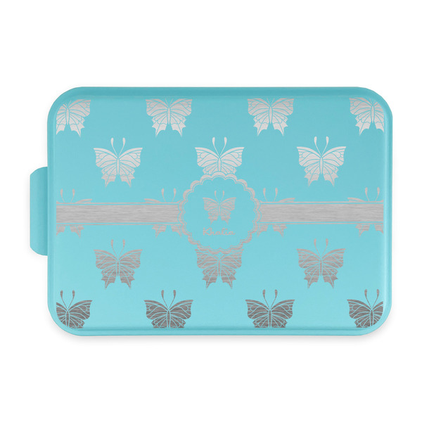 Custom Butterflies Aluminum Baking Pan with Teal Lid (Personalized)