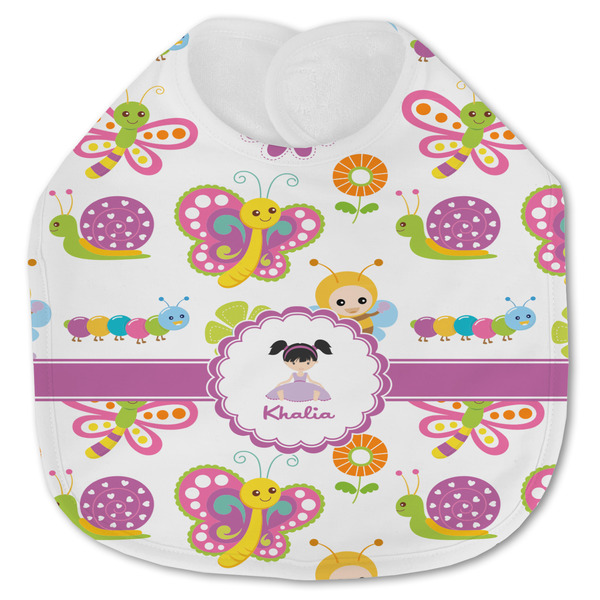 Custom Butterflies Jersey Knit Baby Bib w/ Name or Text