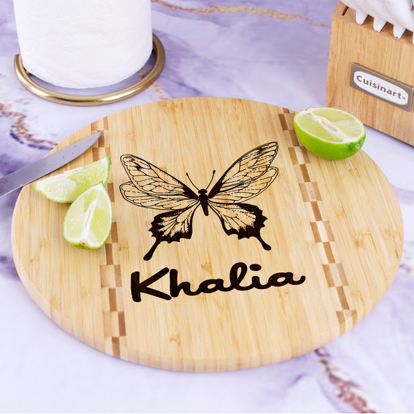 Butterflies Bamboo Cutting Board - In Context