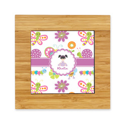 Butterflies Bamboo Trivet with Ceramic Tile Insert (Personalized)