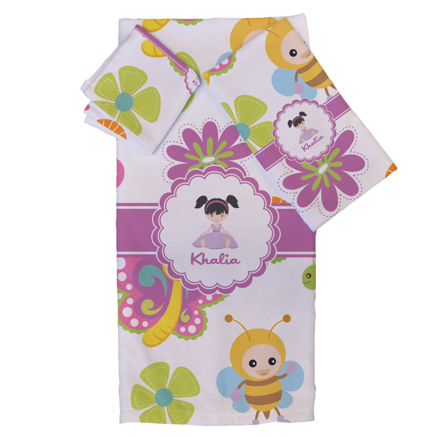 Butterfly Personalized 3 Piece Bath Towel Set Butterfly Any Color 