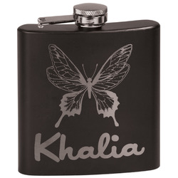Butterflies Black Flask Set (Personalized)