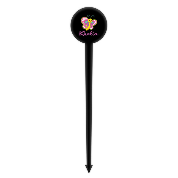 Butterflies Black Plastic 4" Food Pick - Round - Single Pick