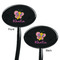 Butterflies Black Plastic 7" Stir Stick - Double Sided - Oval - Front & Back