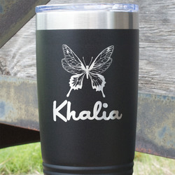 Butterflies 20 oz Stainless Steel Tumbler - Black - Double Sided (Personalized)