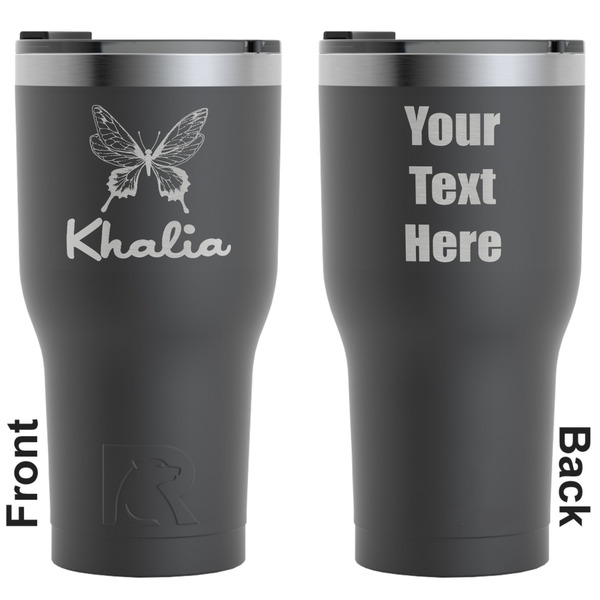 Custom Butterflies RTIC Tumbler - Black - Engraved Front & Back (Personalized)
