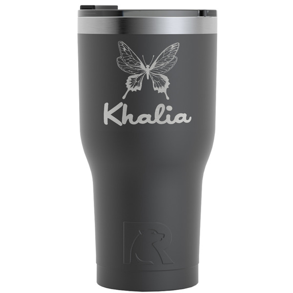 Custom Butterflies RTIC Tumbler - Black - Engraved Front (Personalized)