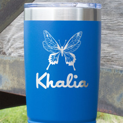 Butterflies 20 oz Stainless Steel Tumbler - Royal Blue - Single Sided (Personalized)