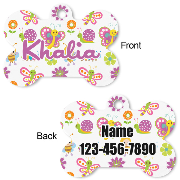 Butterflies Bone Shaped Dog ID Tag - Large - Approval