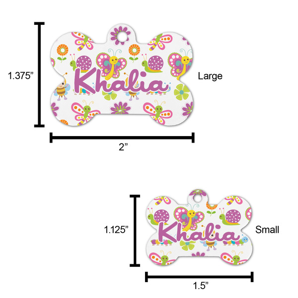 Butterflies Bone Shaped Dog ID Tag - Large - Scale