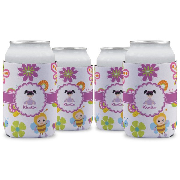 Custom Butterflies Can Cooler (12 oz) - Set of 4 w/ Name or Text