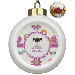 Butterflies Ceramic Ball Ornaments - Poinsettia Garland (Personalized)