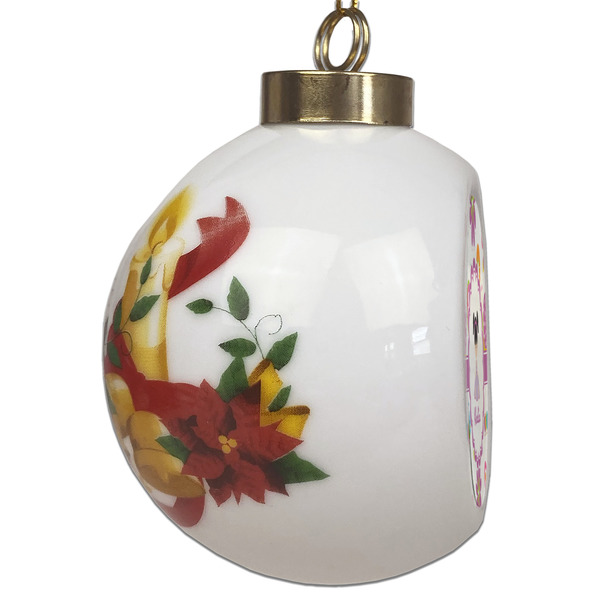 Butterflies Ceramic Christmas Ornament - Poinsettias (Side View)